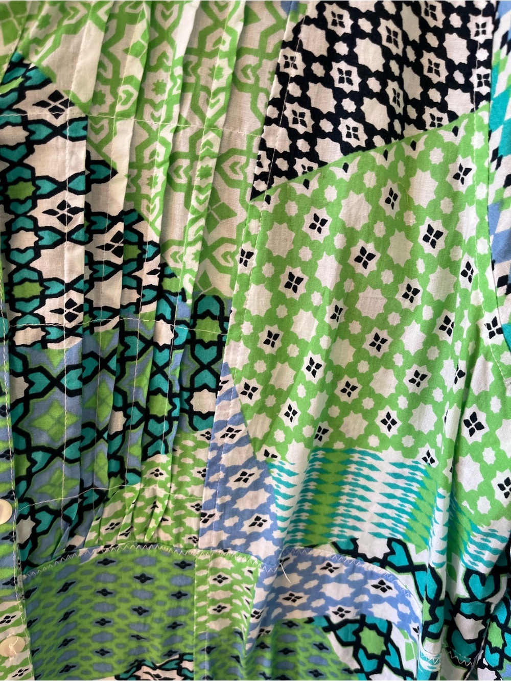 Caribbean Joe Green & Aqua Patterned Cotton Button-Up and 100% Cotton - Picture 3 of 6